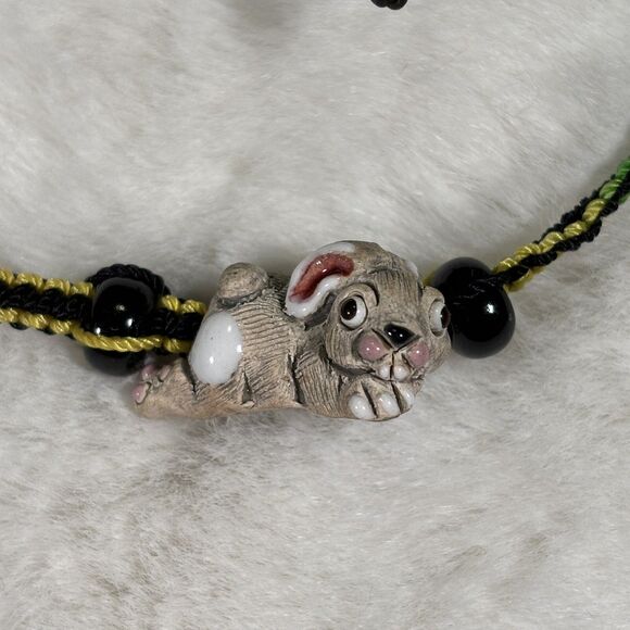 leps peru rabbit bracelet Hare Bunny Red Green Boho Cute Jewelry Cottontail Tan - Picture 2 of 5